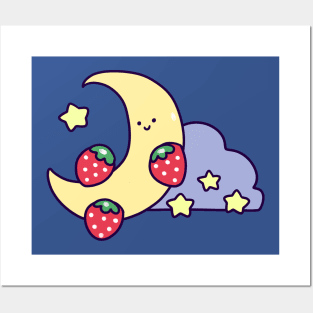 Strawberry Crescent Moon Posters and Art